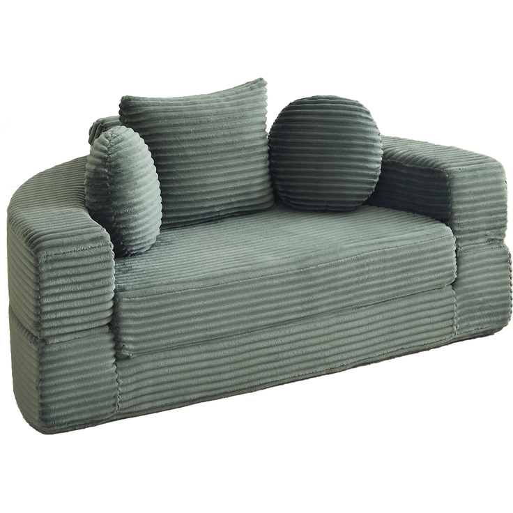 ZUBALIYA SchlafSofa mit USB - Anschluss, mit Schreibtisch, mit Cordbezug, mit Schaumstoffpolsterung, für Wohnzimmer und Apartments – Bild 2