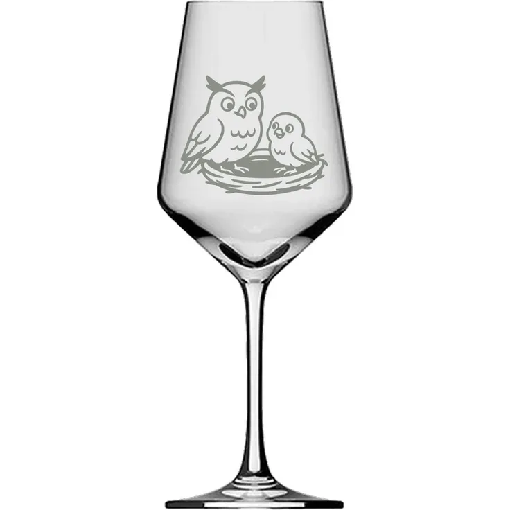 Valhalla Weinglas Gravur Eule Babyküken 350ml spülmaschinenfest, 1-tlg, Glas, Atemberaubende Darstellung