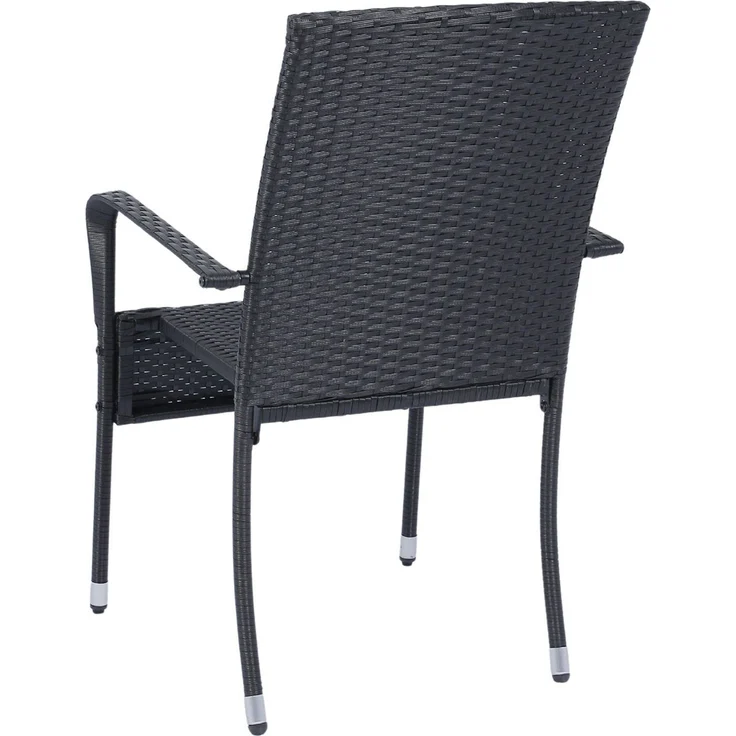 Juskys Polyrattan Gartenstühle Yoro 6er Set - mit Armlehnen & Rückenlehne - 6 Stühle stapelbar - Rattan Stuhl Garten - Stapelstuhl Schwarz – Bild 6