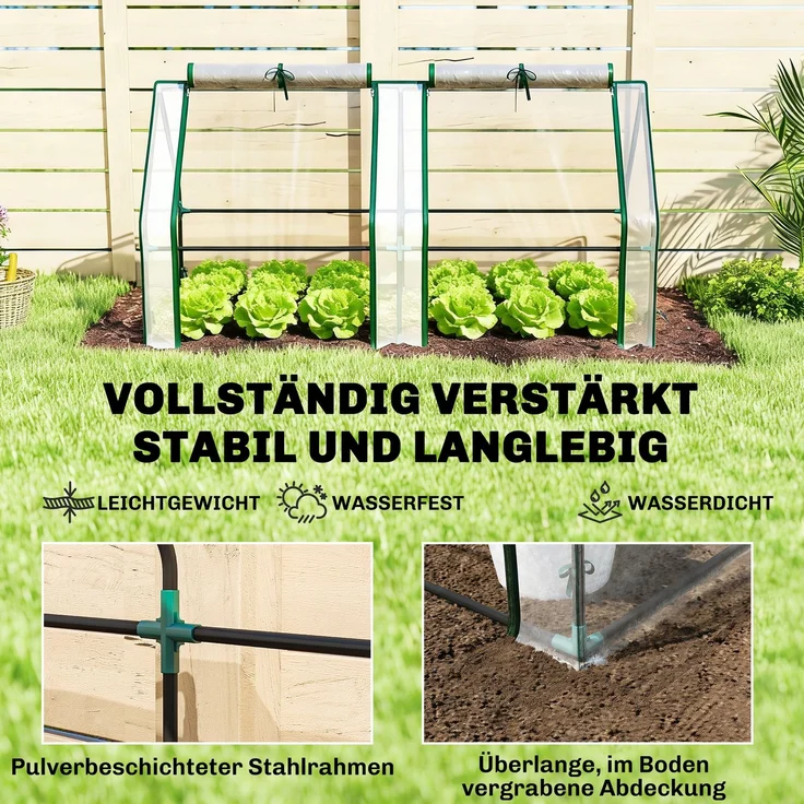 Outsunny Gewächshaus, Stahl, PVC, Transparent, 180L x 90B x 90H cm – Bild 5