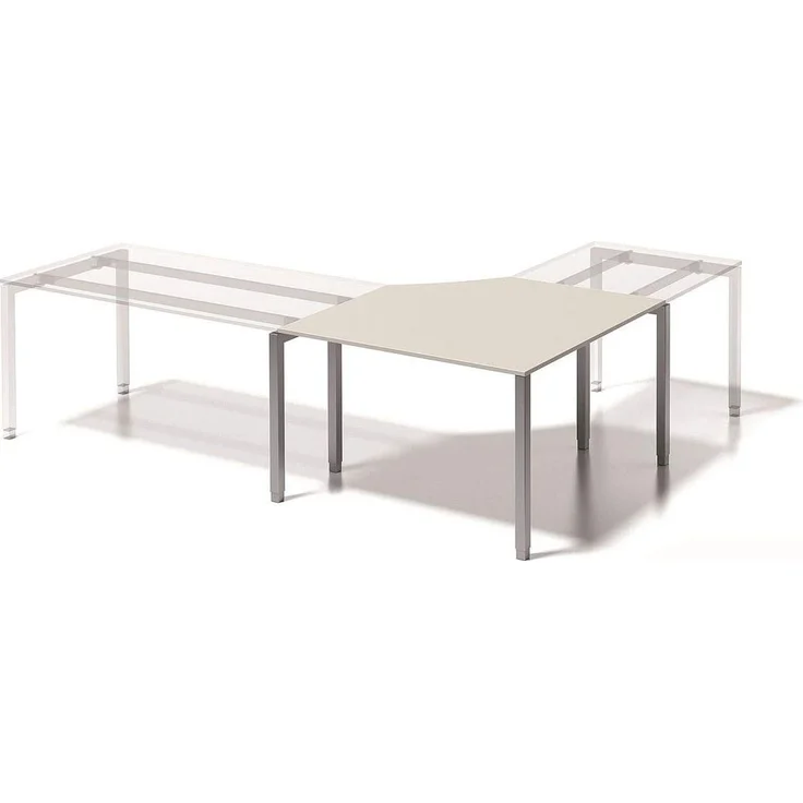 BISLEY Cito Verkettungsplatte, 740 mm höhenfixes U-Gestell, 5-Eck H 19 x B 1200/1200 x T 800 mm, Metall, Gw355 Dekor Grauweiß, Gestell Silber, 80 x 122 x 74 cm