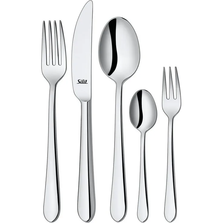 Silit Besteck-Set Midi (30-tlg), 6 Personen, Edelstahl 18/10, Solide Monobloc Tafelmesser, poliert