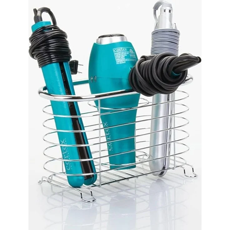 Fönhalter Gitterkorb silber Glätteisenhalter Haarstylinghalter Ablage mDesign – Bild 4