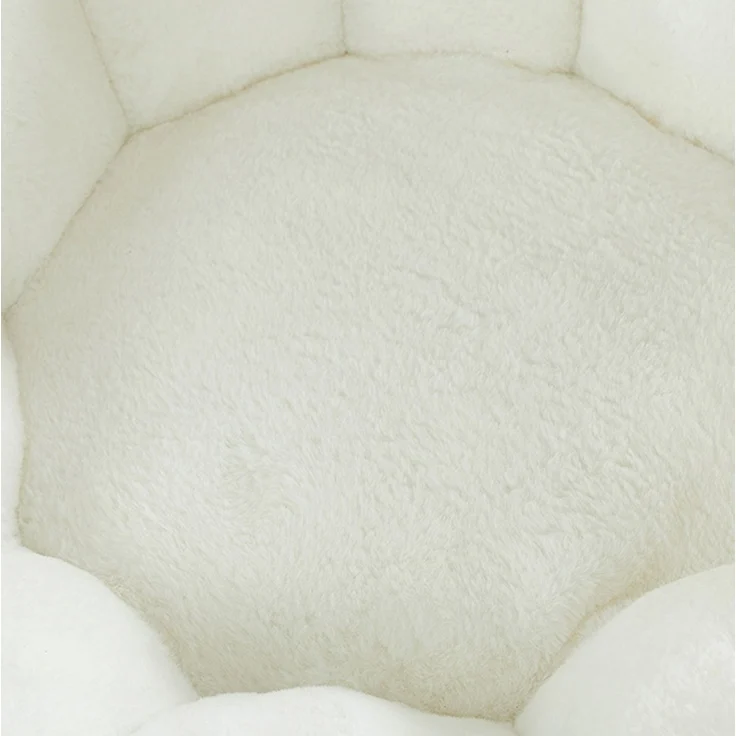 DESVIAE Sitzsack Blütenform Offwhite aus Polyester-Kaninchenfell-Imitat – 105x70x105 cm – Fußhocker – Bild 4