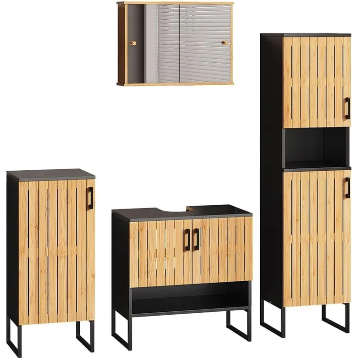 Badmöbel-Set Vayra Bambus 4-teilig Vicco
