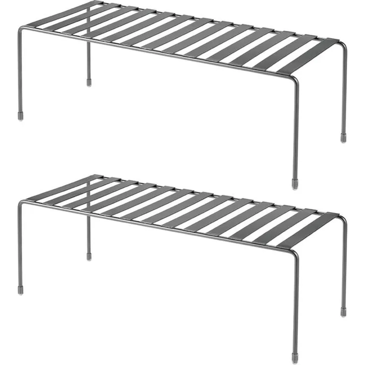 mDesign 2er Küchenregal Dunkelgrau Metall Aufbewahrung Ablage Organizer