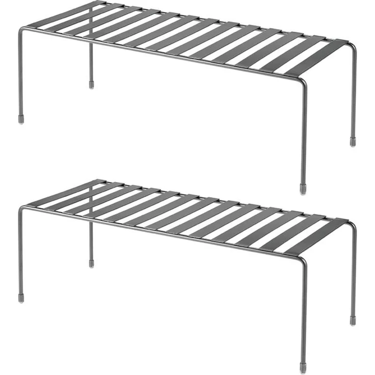 mDesign 2er Küchenregal Dunkelgrau Metall Aufbewahrung Ablage Organizer – Bild 1