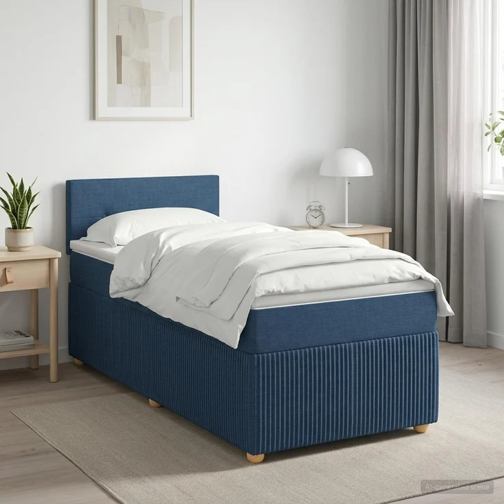 vidaXL Boxspringbett mit Matratze mit Kopfteil Blau 80 x 200 cm Stoff 3451341 – Bild 1