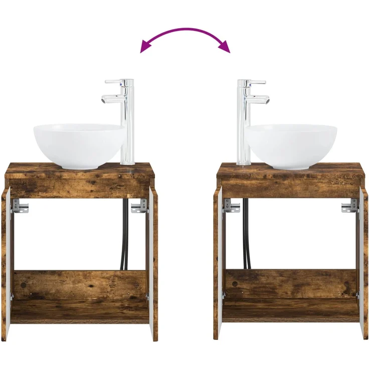 vidaXL Badezimmerschrank-Set 2 stk. Geräucherte Eiche 3404049 – Bild 9