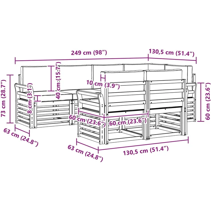 vidaXL Outdoor-Sofagarnitur 7 stk. 7-Sitzer Weiß und Creme Polyester 3391995 – Bild 7