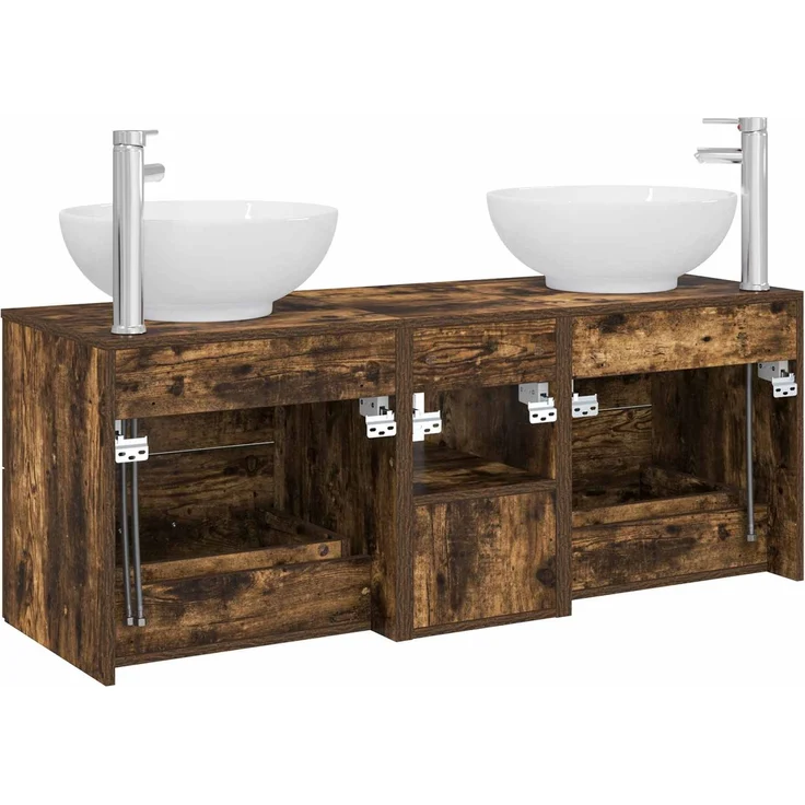 vidaXL Badezimmerschrank-Set 3 stk. Geräucherte Eiche 3405903 – Bild 8
