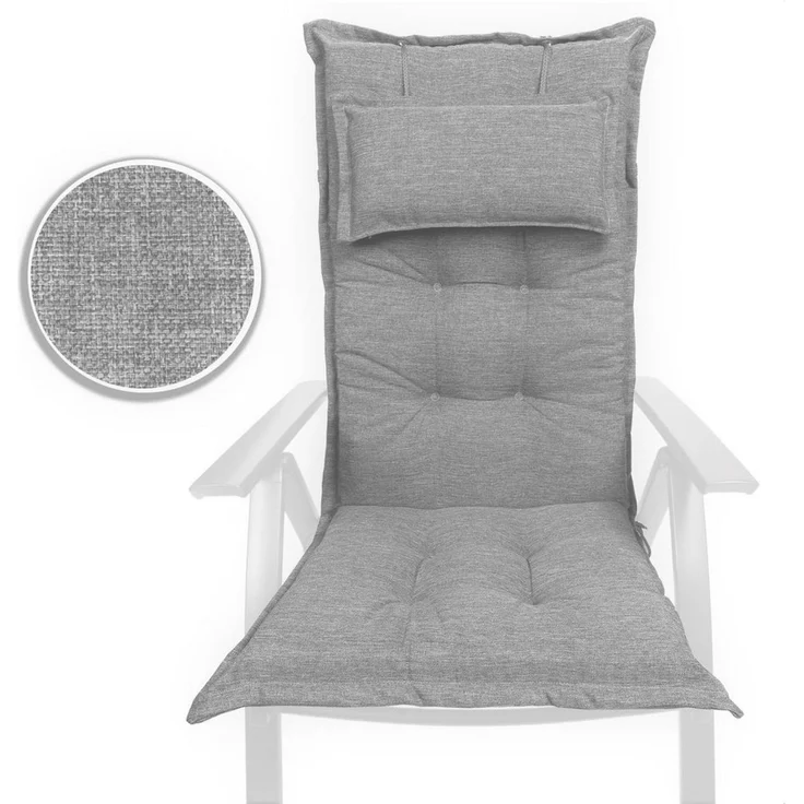 sunnypillow Hochlehnerauflage Gartenstuhlauflagen mit abnehmbarem Kopfpolster 120x50x9 cm, (6 St), Auflage Polsterauflagen UV-Lichtecht – Bild 3