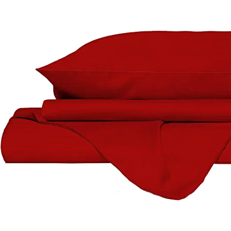 Italian Bed Linen Satin Stripes Bettbezug, Doppelte, Rot – Bild 7