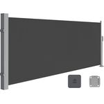 Songmics Seitenmarkise mit Stahl-Kasten, rostbeständig, ausziehbar, 140x300 cm, Sichtschutz, Sonnenschutz