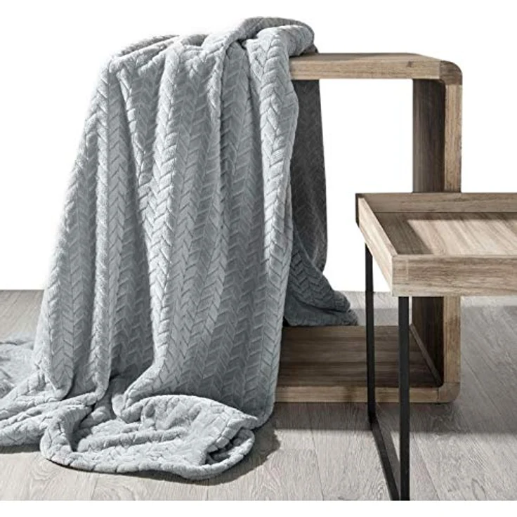 Wohndecke Kuscheldecke Decke MICROFASER Sofadecke Tagesdecke CINDY 170X210 cm silber – Bild 4