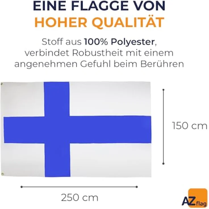 AZ FLAG - Flagge Finnland - 250x150 cm - Finnische Große Fahne 100% Polyester mit Messing-Ösen - 300g – Bild 2