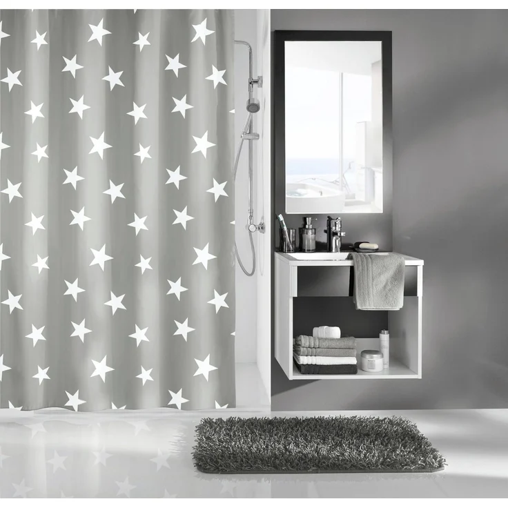 Kleine Wolke Duschvorhang Nova Breite 240 cm (1-tlg), platin – Bild 1