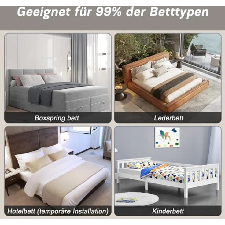 YIKANWEN Tragbare Bettgitter 150cm, Bettschutzgitter für Kinder ab 0 Monate-10 Jahren, Rausfallschutz für Kinderbetten,Boxspringbetten – Bild 7