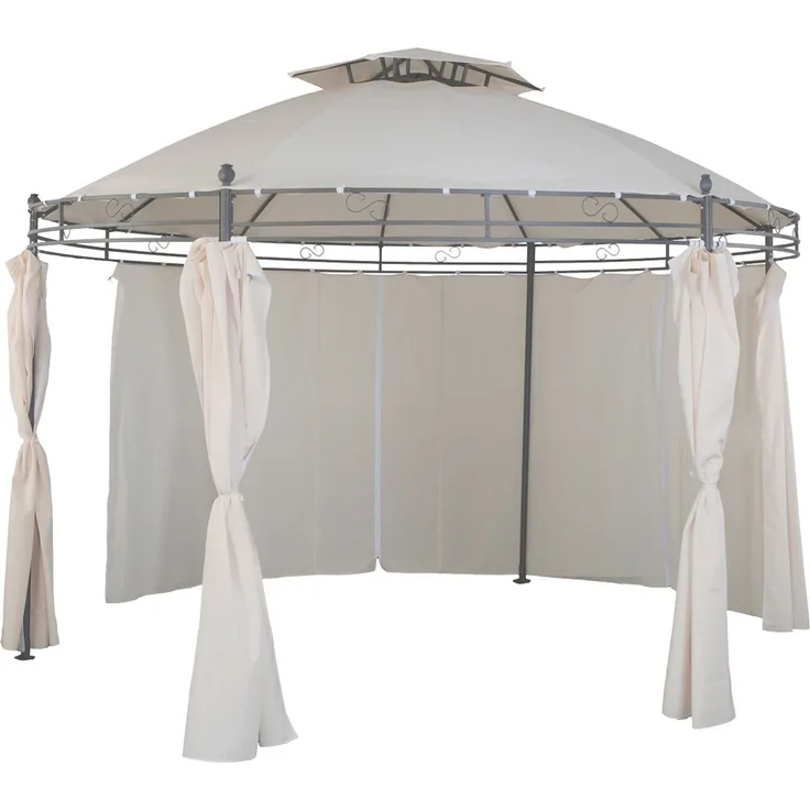Pavillon ⌀3,5 m Gartenpavillon wasserdicht inkl. Seitenteile Pergola beige
