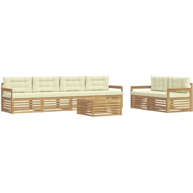 vidaXL Outdoor-Sofagarnitur 7 stk. 6-Sitzer Weiß und Creme Polyester 3390070 – Bild 2