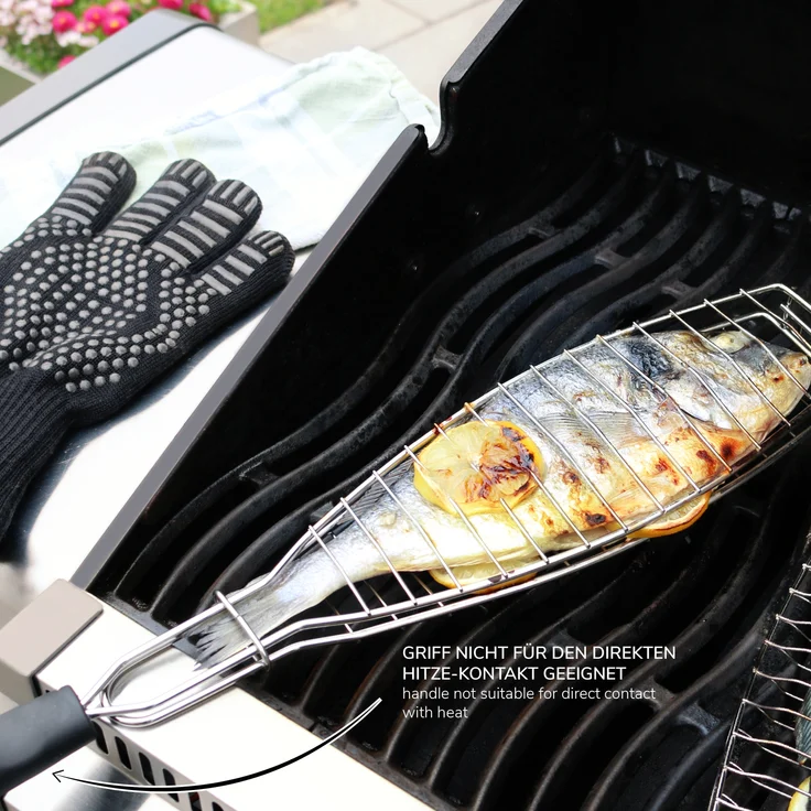 bremermann Grillguthalter Fisch-Grillhalter 4er Set Fischhalter, Fischgriller, Fischbräter, (4-St) – Bild 6
