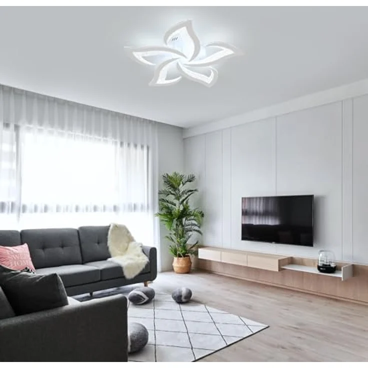 Comely Deckenlampe, LED Deckenleuchte 60W 6750LM, Kaltes Weiß 6500K Moderne Blütenblatt Design für Wohnzimmer Küche Schlafzimmer Esszimmer, Dia 60cm – Bild 4