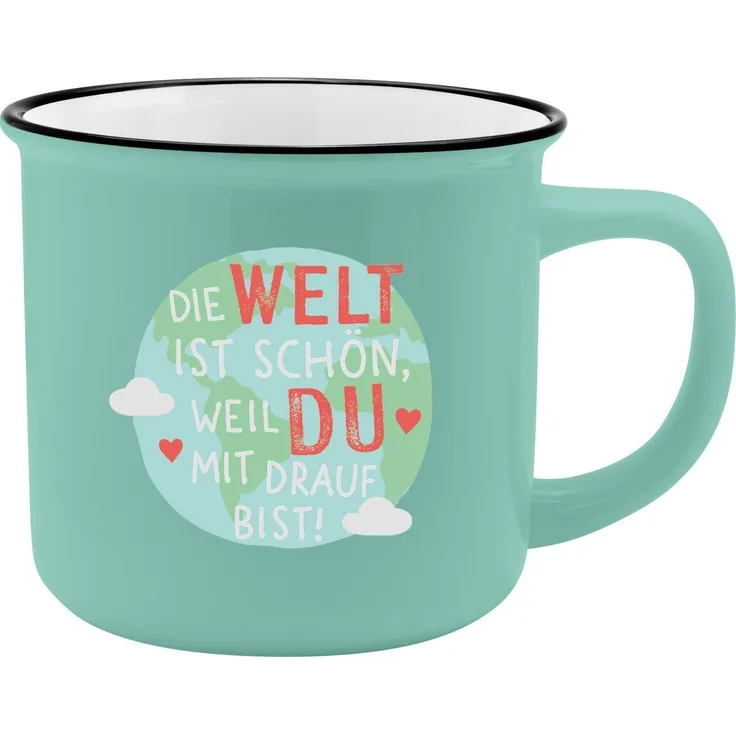 GRUSS & CO XL-Becher Motiv Welt | Lieblingsbecher aus Porzellan, Tasse mit Spruch, 55 cl, mit Geschenkbanderole | Geschenk Freundschaft, Liebe | 74183
