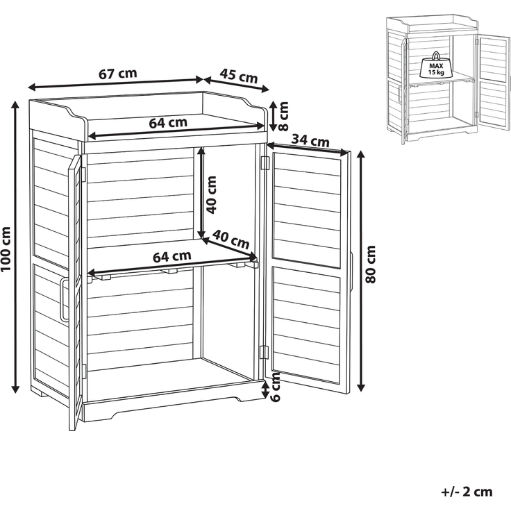 Pflanztisch TEREVILLE Tannenholz 67 cm 45 cm Braun – Bild 2