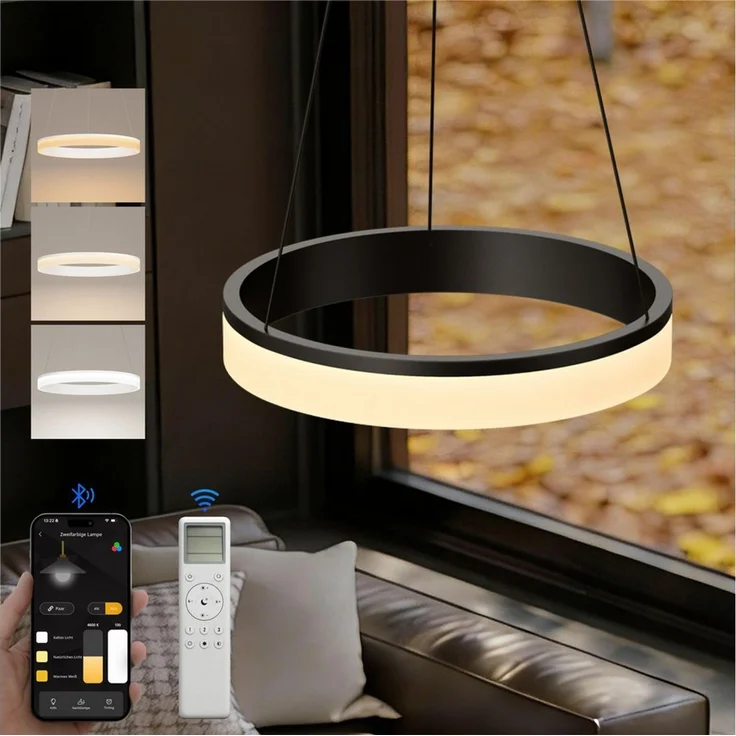 doporro Pendelleuchte Pendellampe Esszimmerlampe Dimmbar mit App & Fernbedienung Luvina02, einstellbarer Farbtemperatur von 3000–6000K, LED-Pendellampe – Bild 5