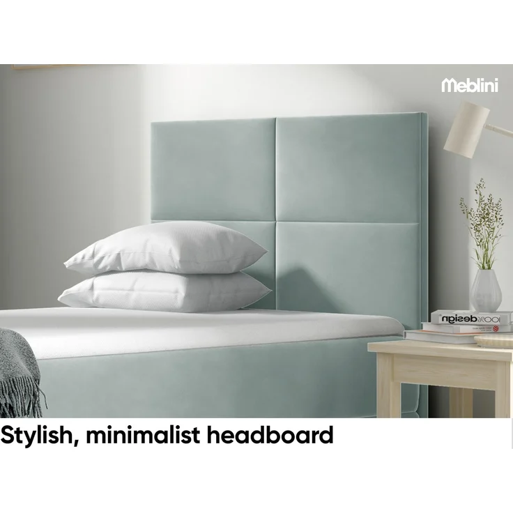 MEBLINI Kinderbett mit Bettkasten MINO 3 80x200 Links – H3/Blaugrau Samt Gepolstert Einzelbett mit Matratze - Polsterbett mit Stauraum - Bett mit Kopfteil – Stauraumbett – Bild 3