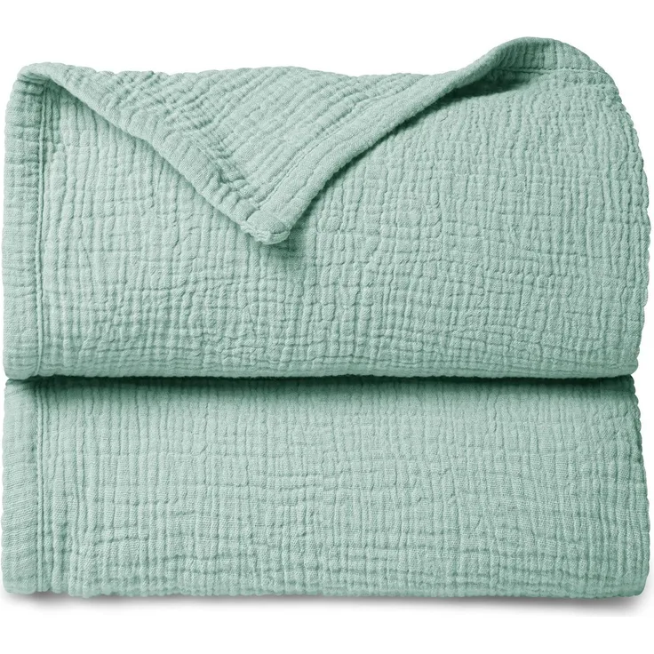 lulumoon Musselin Babydecke Baumwolle – Atmungsaktive Decke Neugeborene | Weiche Spielmatte & Schlafdecke für Kleinkinder, Mädchen & Jungen, Pucktuch für Babys 120x120cm (Salbei)