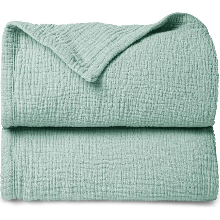 lulumoon Musselin Babydecke Baumwolle – Atmungsaktive Decke Neugeborene | Weiche Spielmatte & Schlafdecke für Kleinkinder, Mädchen & Jungen, Pucktuch für Babys 120x120cm (Salbei)