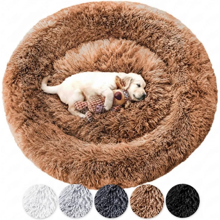 Wahre Tierliebe Hundebett Donut - Das Original - waschbar [XS, 70cm, braun] Hundekissen, Hundekorb, Flauschiges Hundebett für große, mittelgroße & kleine Hunde – Bild 1