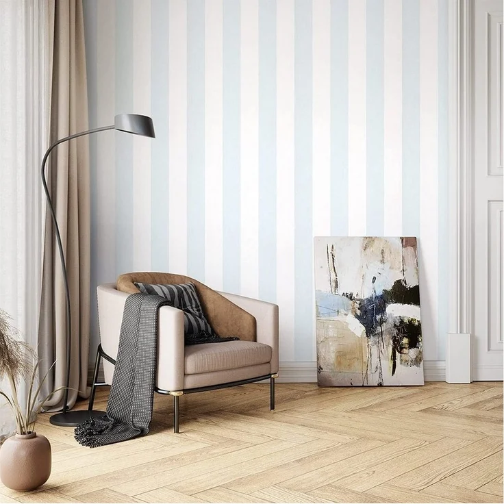 Newroom Vliestapete, Blau Tapete Landhaus Streifen - Streifentapete Weiß Hellblau Modern Linien für Wohnzimmer Schlafzimmer Flur – Bild 3