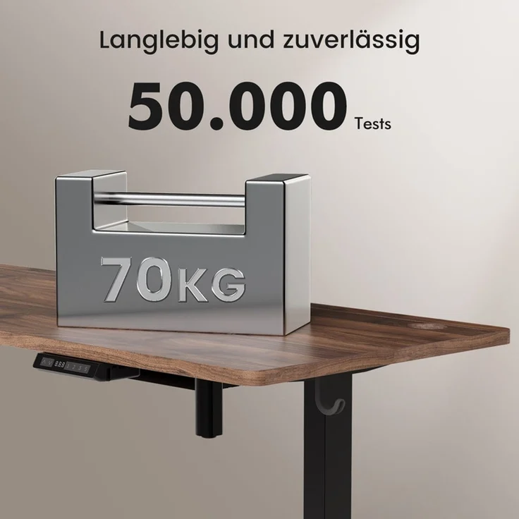 HOMAVO höhenverstellbarer Schreibtisch 80×180 cm, mit Memory- und Anti-Kollisionsfunktion, USB-A- und USB-C-Anschlüssen, Höhe 70–120 cm, Nussbaum – Bild 4