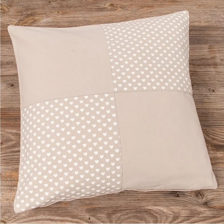 matches21 HOME & HOBBY Kissenbezüge Kissen-Bezug 40x40 cm Vintage Patchwork beige weiß Baumwolle, (1 Stück), Wohnzimmer Kissen-Hülle als Deko-Kissen Zier-Kissen Sofa-Kissen