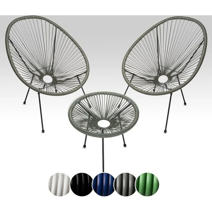 sunnypillow Gartenstuhl 2er Set Acapulco Gartenstühle mit Tisch, Grau – Bild 4