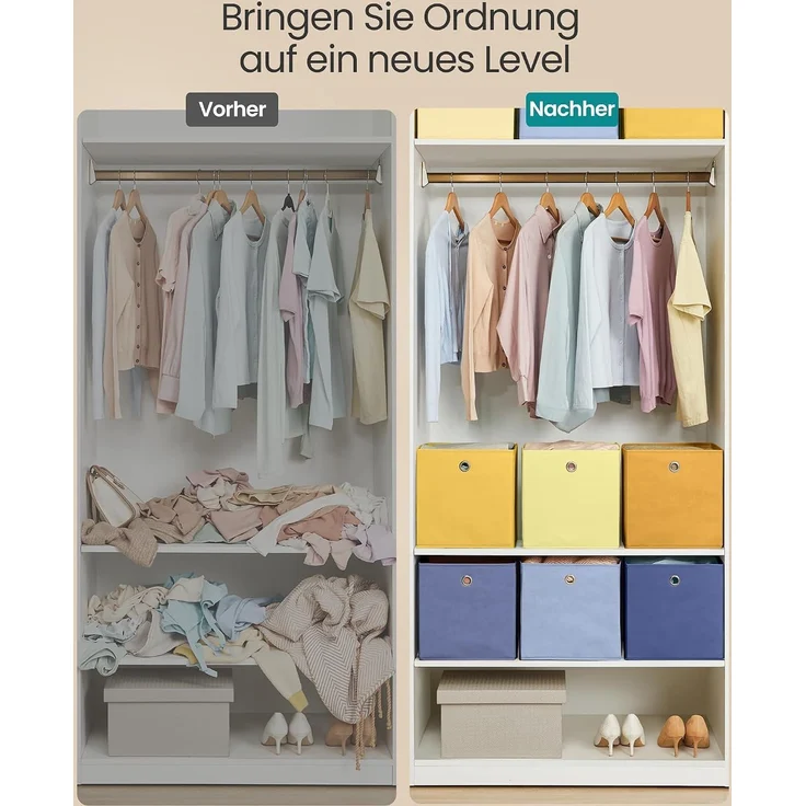 Aufbewahrungsbox, 6er Set, Ordnungsboxen, geruchsneutral, Faltbox, 30 x 30 x 30 cm, Stoffbox, für Würfelregal, Organizer bunt – Bild 6
