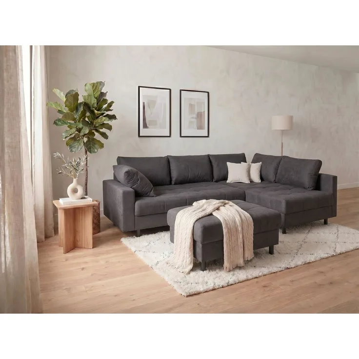 COLLECTION AB Ecksofa Toni XL L-Form B: 274 cm Set inkl. Hocker, AKTION mit Pet Topper, Set: Sofa & Hocker, 2 Zierkissen, Bonell-Federkern