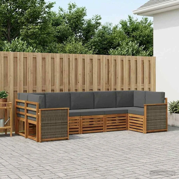 vidaXL Outdoor-Sofagarnitur 7 stk. 7-Sitzer Natur und Anthrazit 3384798 – Bild 1