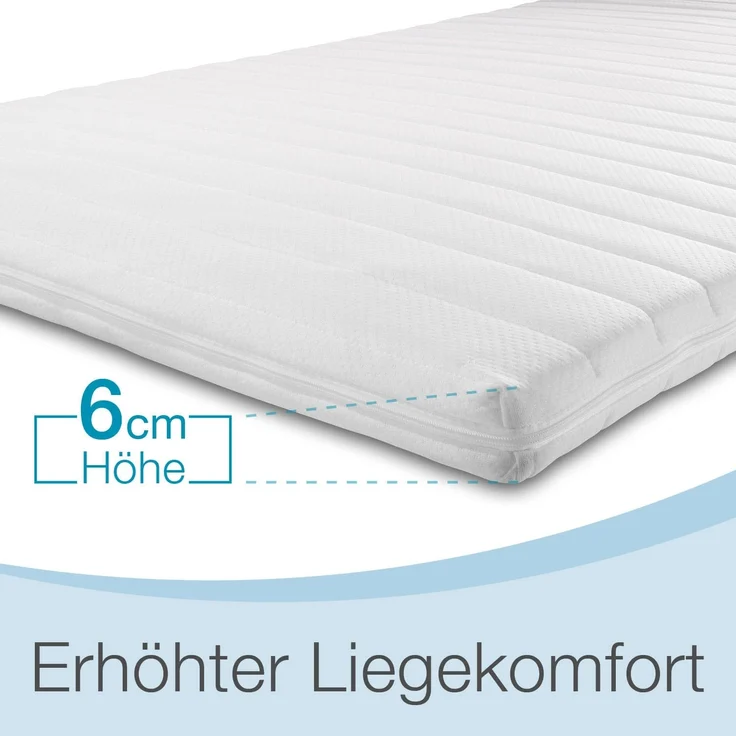 ELONEO, Topper 90x200, 140x200, 180x200 und weitere Größen, 5 cm hoch, Kaltschaum, für Hausstauballergiker, schadstoffgeprüft, mit waschbarem Bezug – Bild 3