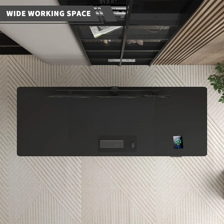 JUMMICO Schreibtisch höhenverstellbar mit 4 Memory-Funktionen, Schwarz, 180x80 cm – Bild 6