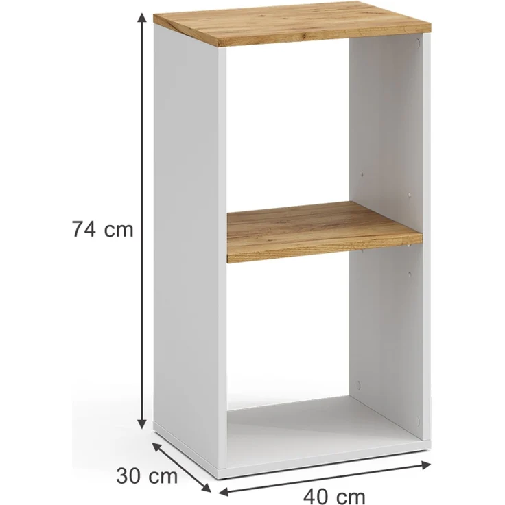 Bücherregal Tomy Weiß/Goldkraft Eiche 40 x 74 cm mit 2 offenen Fächern Vicco – Bild 2
