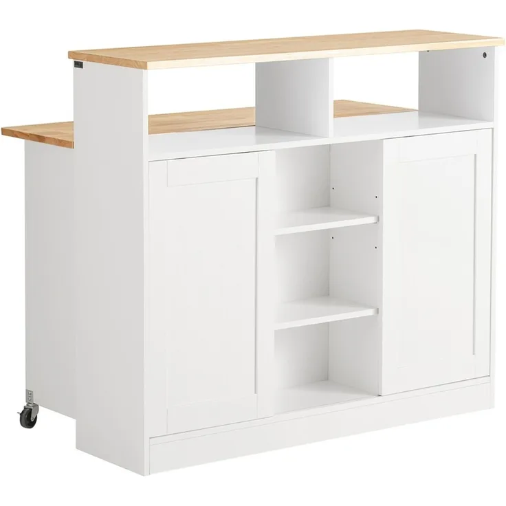 SoBuy FSB36-WN Kücheninsel, MDF, Lackiert, Weiß, 110 x 97 x 66 cm