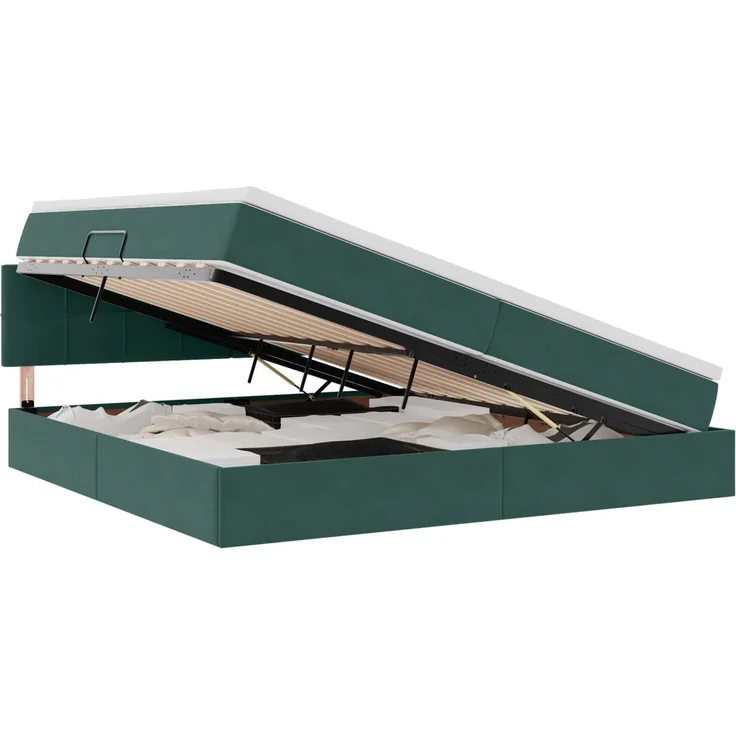 vidaXL Aufbewahrungsbett mit Kopfteil Dunkelgrün 200 x 200 cm Samt 3370782 – Bild 2