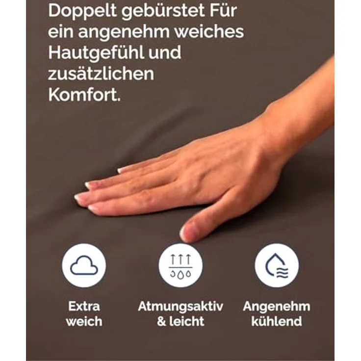 Spannbettlaken 140x200 cm Braun - 40cm (16") Tiefe Tasche - Premium Mikrofaser Spannbetttuch - Weich, Knitter- und Bügelfrei - Atmungsaktiv, Hypoallergen und Oeko-TEX Standard 100 Zertifiziert – Bild 5
