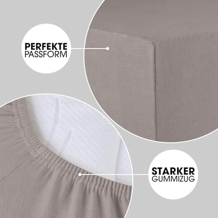 CelinaTex Jersey Spannbettlaken Lucina Doppelpack 90x200-100x200 cm dunkel grau 100% Baumwolle gekämmt bis 26cm Matratzenhöhe Oeko-TEX – Bild 5