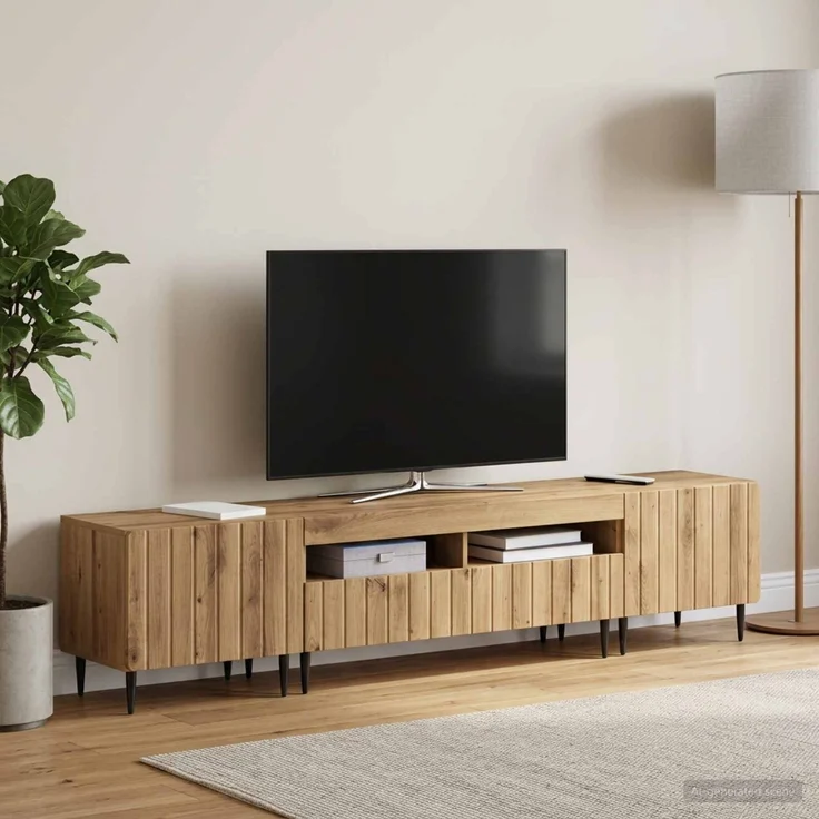 vidaXL 3-teiliges LED TV Regal ZWOLLE Artisan-Eiche Holzwerkstoff 3416527 – Bild 3