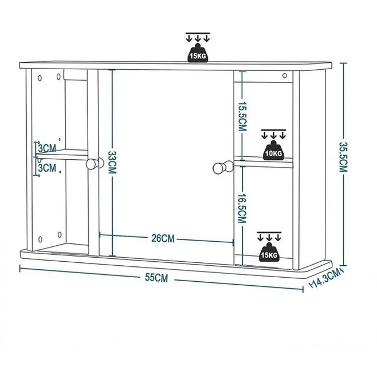 EUGAD Badezimmerspiegelschrank (1-St) mit Ablage, aus Bambus, 55x35,5x14 cm – Bild 4