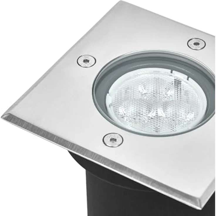 Lampenwelt Lucande LED Bodeneinbauleuchte 'AVA', wasserdicht, Modern, Aluminium, 1-flammig, für Garten, Terrasse und Balkon – Bild 5